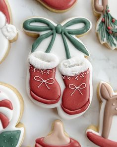 decorated cookies with christmas decorations and cookie cutters