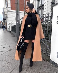 Chique Outfit, Fest Outfits, Trendy Fashion Outfits, Camel Coat, 가을 패션, Fancy Outfits