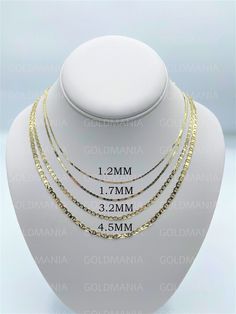 "Mariner Chain Solid 14K Gold 16-30\", 1.2mm To 4.5mm, Real Gold Chain, Flat Mariner Chain, Mariner Necklace, Yellow Gold Mariner, Women Chain High quality, elegant and shiny Mariner Link Chain Necklaces. All our chains are crafted from guaranteed 100% Solid 14K gold. METAL: SOLID 14K YELLOW GOLD AVAILABILITY: 1.2 MM - 16\" - 0.9 Gram - Spring Clasp 1.2 MM - 18\" - 1.0 Gram - Spring Clasp 1.2 MM - 20\" - 1.2 Gram - Spring Clasp 1.7 MM - 16\" - 1.9 Gram - Lobster Claw 1.7 MM - 18\" - 2.1 Gram - L Real Gold Chains, White Gold Hoops, Women Chain, Necklace Women, Chain Necklaces, Gold Hoops, Chain Link Necklace, Huggies Earrings, Real Gold