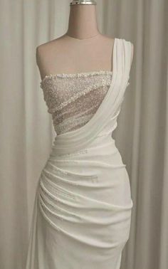 Long White Wedding Dress, Chiffon Wedding Dress, Shein Outfits, Dream Wedding Ideas Dresses, Elegant Bags, Fairytale Dress, Modieuze Outfits, Chiffon Prom Dress, Glam Dresses