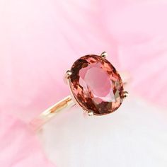 Pink Tourmaline Ring 3.20 Carat Tourmaline Cocktail Ring Oval - Etsy Brilliant Ring, Pink Tourmaline Ring, Engagement Ring Shapes, Claw Setting, Tourmaline Ring, Ring Oval, October Birth Stone, Cocktail Ring, Pink Tourmaline