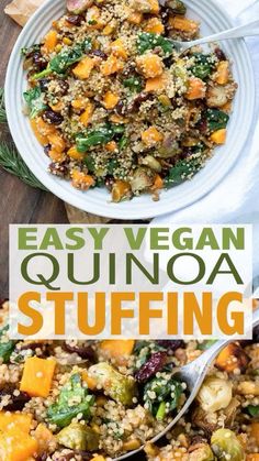 an easy vegan quinoa stuffing recipe in a bowl