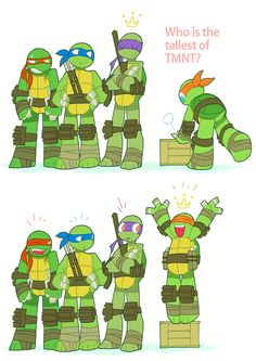 an image of teenage mutant turtles in different poses