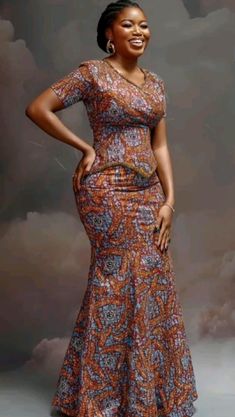 Long Ankara Dress Styles Gowns, Ankara Dress Styles Gowns Classy, Ankara Long Gown Styles For Ladies, Latest Ankara Long Gown Styles, Kaba Styles, Nigerian Dress Styles, Ankara Skirt Styles, African Head Dress, Glamorous Evening Dresses