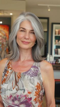 33 Gorgeous Gray Long Hairstyles That Are Redefining Glamour Gray Hairstyles With Bangs, Gray Bob Hairstyles, Gray Hairstyles For Women, Silver Hair Color Ideas, Gray Bob, Women Haircuts Long, Layered Hair With Bangs