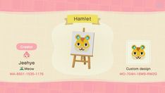 an animal crossing game with the name hamlet on it