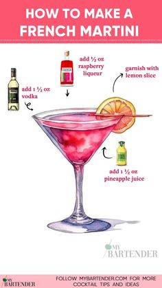 how to make a french martini in watercolor and ink with step by step instructions