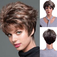 Brown Wigs for Women Pixie Cut Flufy Wig Natural Ombre Blonde Wigs Synthetic Wig 2024 - $17.99 Layered Pixie, Ombre Blond, Messy Bob Hairstyles, Pixie Cut With Bangs, Ombre Blonde, Natural Wigs, Short Hairstyles For Thick Hair, Edgy Short Hair, Pixie Cut Wig