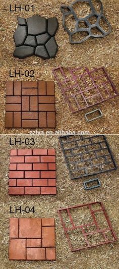 different types of bricks laid out on the ground with instructions to make them look like they are