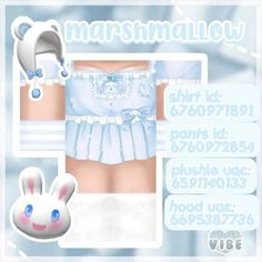 Roblox Styles, Baby Blue Hair, Codes Bloxburg, Bloxburg Clothes, Pink Bow Dress, Cute Blue Dresses, Roblox Clothing, Hair Codes, Bunny Blue