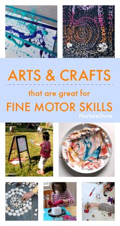 the cover of arts and crafts that are great for fine motor skills, nurture store