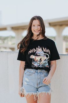 Freedom rider, boyfriend fit graphic tee.Caroline is wearing a size smallLightweight teeUnisex sizingHang dryHEY BABE! WE ONLY OFFER STORE CREDIT FOR RETURNS! Feel free to email us or DM us on Instagram with any questions regarding fit or sizing or our return policy in general. Casual T-shirt With Letter Print For Urban Adventures, Edgy Slogan T-shirt For Spring, Edgy T-shirt With Front Print For Summer, Edgy Summer T-shirt With Front Print, Edgy Crew Neck T-shirt, Casual Crew Neck Tops For Urban Adventures, Graphic Print T-shirt, Urban Adventures Graphic Tee With Short Sleeves, Edgy Summer T-shirt