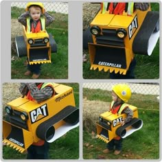 a child in a construction vehicle costume