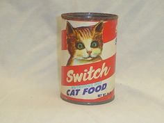 a can of switch cat food on a white background