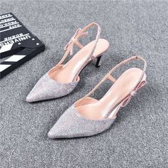 Charming Silver Evening Party Womens Sandals 2019 Leather Rhinestone Ankle Strap 7 cm Stiletto Heels Pointed Toe High Heels Silver Evening Shoes, Evening Party, Sling Backs, Stiletto Heels, Ankle Strap, Fashion Shoes, Womens Sandals, High Heels, Shoe Bag