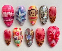 nails Nail Design Glitter, Retro Nails, Hippie Nails, The Last Drop, Paul Frank, Pretty Gel Nails, Nail Tattoo