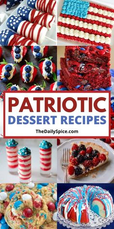 patriotic desserts with red, white and blue decorations