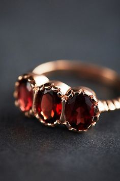 Garnet Trinity Ring in 14k Rose Gold Ruby Band Ring, Gold Throw, Trinity Ring, Garnet Red, Red Jewelry, Garnet Jewelry, Red Diamond, Crown Jewels