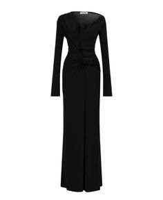 in stock Ysl Dress Saint Laurent, Ysl Dress, Black Dress Long Sleeve, Maxi Black Dress, Dress With Long Sleeves, Black Long Sleeve Dress, Draped Dress, Independent Designers Fashion, Black Maxi Dress