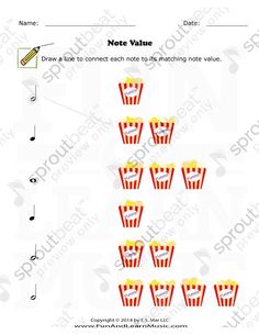 a sheet that shows how to make music notes for the movie and other things in front of