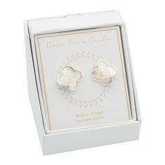 Sophistication abounds with these City Luxe Mother-of-Pearl Clover Stud Earrings. Click on this JEWELRY & WATCHES GUIDE to learn about fit, styles, materials and more! Sophistication abounds with these City Luxe Mother-of-Pearl Clover Stud Earrings. Click on this JEWELRY & WATCHES GUIDE to learn about fit, styles, materials and more! FEATURES Dimensions: 17.7 mm Backings: post Nickel free Metal: brass Plating: silver tone Finish: polished Packaging: boxedSTONE DETAILS Stone type: mother of pearl Silver Pearl Earrings For Mother's Day, Elegant Nickel-free Mother Of Pearl Earrings, Formal Pearl Earrings For Mother's Day, Pearl Gemstone, Fine Silver, Mother Of Pearl, To Learn, Jewelry Watches, Silver Tone