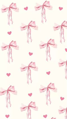 pink bows and hearts on a white background