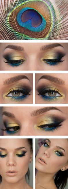 Peacock eyes Peacock Eye Makeup, Halloweenský Makeup, Eyeliner Tips, Eye Makeup Looks, Beauty Make-up, Kesha