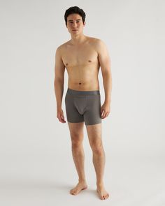 Slip into your new favorite everyday underwear. Made with OCS-certified organic cotton, our Organic Cotton 4'' Trunk is soft and comfortable with just the right amount of coverage. We also added a no-roll elastic waistband so you don't have to worry about any rolling, pinching, or bunching. Made for daily wear, these boxer briefs are the perfect foundation for any outfit.  | Quince | Men's 4'' Trunk in Grey, Size XL, Organic Cotton Solid Multi-pack Boxer Briefs For Loungewear, Solid Color Multi-pack Boxer Briefs For Loungewear, Compressive Casual Boxer Briefs, Casual Compressive Boxer Briefs, Compressive Cotton Casual Boxer Briefs, Casual Compressive Anti-odor Boxer Briefs, Casual Micro-elastic Multi-pack Boxer Briefs, Cotton Compression Bottoms Multi-pack, Basic Solid Color Boxer Briefs