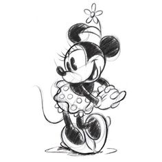 a pencil drawing of mickey mouse