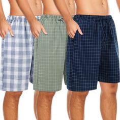 PRICES MAY VARY. Sleep Short Set: you will receive 3 pairs of man's plaid shorts, available in a variety of colors and sizes; Stylish plaid pattern and relaxed fit pair it with your favorite sleep T-shirt, and you're ready for a comfortable night's sleep Comfortable Material: these mens pj shorts bottoms are made of cotton material, soft and comfortable, providing you with breathability and lightness, you will also feel cool in the hot summer, suitable for any sleeping or leisure occasions Adjus Cotton Pajama Shorts, Short Weave, Pj Shorts, Summer Pajamas, Sleep Shorts, Lounge Shorts, Cotton Pyjamas, Plaid Shorts, Short Set