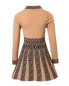 Size: S,M,L,XL;Style:ElegantType:A LineMaterial:PolyesterNeckline:O-neckSleeve Style:Long SleeveLength:MiniPattern Type:GeometricFit Type:RegularOccasion:Daily,WorkPackage Include:1* Dress Long Sleeve Work Dress, Long Knitted Dress, Work Dresses For Women, Mini Dress Fashion, Short Sleeve Maxi Dresses, Knitted Bodycon Dress, Long Sleeve Knit Dress, Khaki Dress, Work Dress