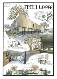 an architectural drawing of a tree house