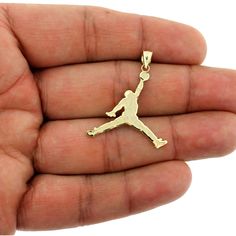 10kt Real Gold Michael Jordan Jumpman Pendant 100% Authentic 10kt Gold Weight: 1.7 Grams Height: 1.5" Inches Width: 1.25" Inches Brand - Jewelzking Lifetime Warranty For Gold 10kt Stamp For Authenticity Not Gold-Plated Or Not Gold-Filled Never Change Color, Never Fade, Never Tarnish Michael Jordan Jumpman, Chains Pendants, Rhodium Jewelry, Gold Band Wedding Ring, Nugget Bracelet, Platinum Chain, Jordan Jewelry, Never Change, Mens Accessories Jewelry