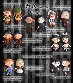 a poster with many different types of dolls on it's back side, including the characters