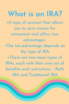 an image with the words what is an ira? on it and below it are three different types of iras