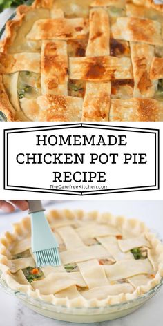 homemade chicken pot pie recipe with text overlay