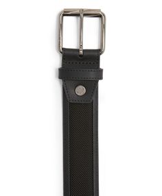 a black belt with a metal buckle on the bottom and an inner leather strap at the end