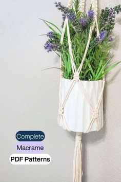 Create your very own macrame plant hanger with this detailed pattern packed with step by step instructions and pictures for each step. This beginner macrame pattern has availability for a plant hanger from 35-45 inches long. Holds a pot from 4-8 inches wide.Comes with directions included for how to adjust for a larger size pot. Plant Hanger Diy, Macrame Plant Hanger Patterns, Hanger Crafts, Diy Boho Decor, Diy Macrame Plant Hanger, Hanger Diy, Diy Plant Hanger