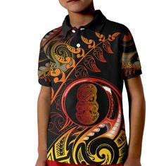 new-zealand-kid-polo-shirt-aotearoa-hei-tiki-maori-fern-tattoo-arty Fern Tattoo, Kiwi Bird, Art Shirt, Contrast Stitch, Collar And Cuff, Tattoo Art, Lightweight Fabric, Fashion Games, Tank Shirt