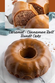 caramel cinnamon roll bundt cake and slice taken out Cinnamon Caramel Cake, Caramel Cinnamon Roll, Cinnamon Roll Bundt Cake, Bundy Cake, Easy Bundt Cake Recipes, Bundt Recipes, Easy Bundt Cake, Viral Recipes