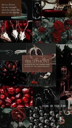 there is a collage of images with roses and skulls on them in black and red