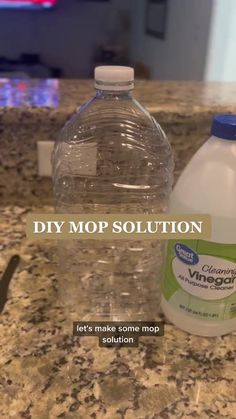 a bottle of water sitting on top of a counter