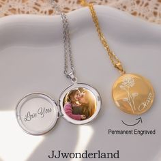 Locket necklace is the perfect gift for her or him. It can be personalized with name, date and photo. This is a memory gift. Color : Gold, Silver, Rose Gold plated on 304 Stainless Steel Production Highlight - Small, easier to carry every day - High quality materials - Unique gift - Locket Size: 25mm*30mm - Length: 45cm Personalized Silver Locket Necklace For Mom, Engraved Locket Necklace For Mother's Day, Customizable Name Necklace Round Pendant For Mom, Personalized Flower Pendant Necklace Keepsake, Customizable Round Pendant Name Necklace For Mom, Personalized Flower Pendant Necklace For Keepsake, Customizable Name Necklace For Mom, Customizable Silver Locket Necklace For Mother's Day, Personalized Round Pendant Necklace For Mother's Day