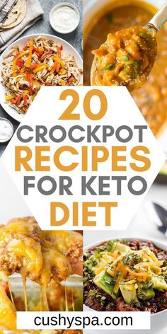 20 crockpot recipes for keto diets with the title in the middle