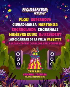 the poster for karmie rock's concert in front of trees and flowers