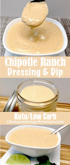 the ingredients to make chipotle ranch dressing and dip