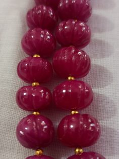 Ruby Pumpkin Natural Ruby Corundum Carving Pumpkin Beads Round Beads Gemstone String 1.Ruby Pumpkin shape 2. Ruby Corundum 3. 112 -carat weight - Approx -11 mm Size - 3.5 inch 9 piece String 4. 170 -carat weight - Approx - 10 mm Size - 6.5 inch 19 piece String 5. 167 -carat weight - Approx - 9 mm Size - 8 inch 25 piece String 6. 169 -carat weight - Approx - 8 mm Size - 10 inch 30 piece String 7, The necklace is with tassel because you can easily adjust your necklace length. 8. If you want any ch Traditional Rondelle Beaded Necklace With Polished Beads, Traditional Rondelle Beaded Necklaces With Large Beads, Traditional Rondelle Large Beads, Festive Faceted Oval Beads, Festive Oval Faceted Beads, Traditional Rondelle Gemstone Beads, Festive Oval Gemstone Beads, Ruby Beaded Necklaces With Polished Round Beads, Ruby Beaded Necklaces With Round Beads