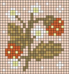 a cross stitch pattern with an orange flower