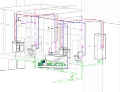 an architectural drawing of a bathroom with toilet and bidet in the wall, all connected to each other