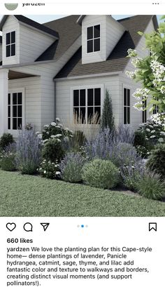 an image of a house with landscaping in the front yard and flowers on the lawn